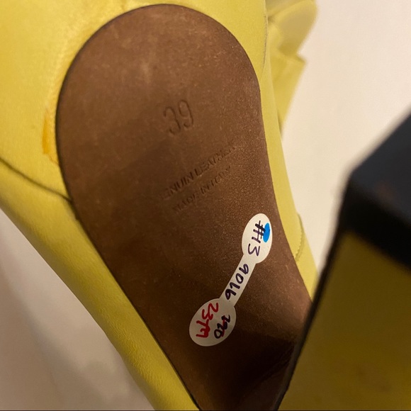 Nina Ricci designer chartreuse leather platform open toe heels made in Italy 39 - Picture 6 of 16